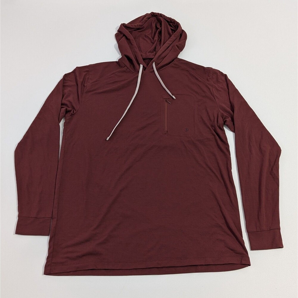Duck Camp Men Medium Maroon Long Sleeve Hooded Casual Lightweight Stretch Hoodie